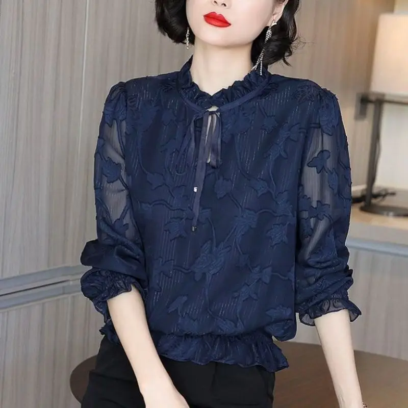 Blouse Women Chiffon Shirt Women\'s Long Sleeve Autumn  Winter Loose Chiffon Shirt Top Blusas Mujer De Moda