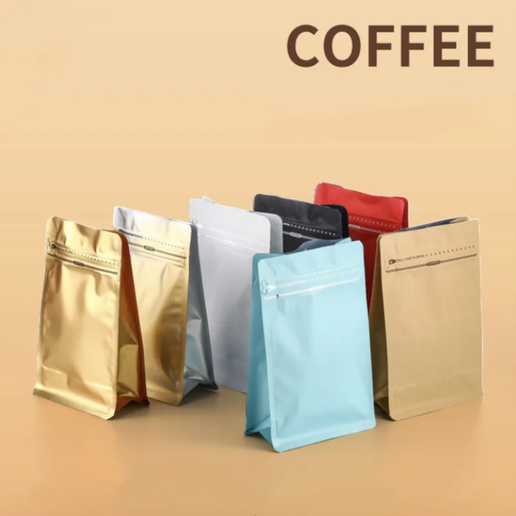 50PCS Aluminum Foil Zipper Coffee Valve Packaging Bags Heat Sealing Beans Snack Candy Dried Fruits Lightproof Storage Pouches