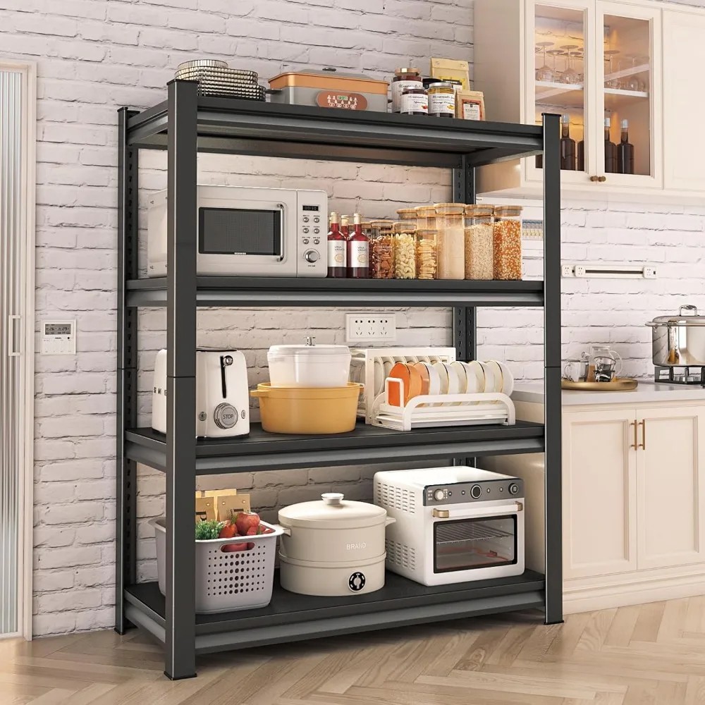 رفوف تخزين معدنية من 4 طبقات من الدرجة الصناعية، 40 وات × 16 عمق × 72 ساعة، قادرة على حمل 1800 رطل لتنظيم المرآب