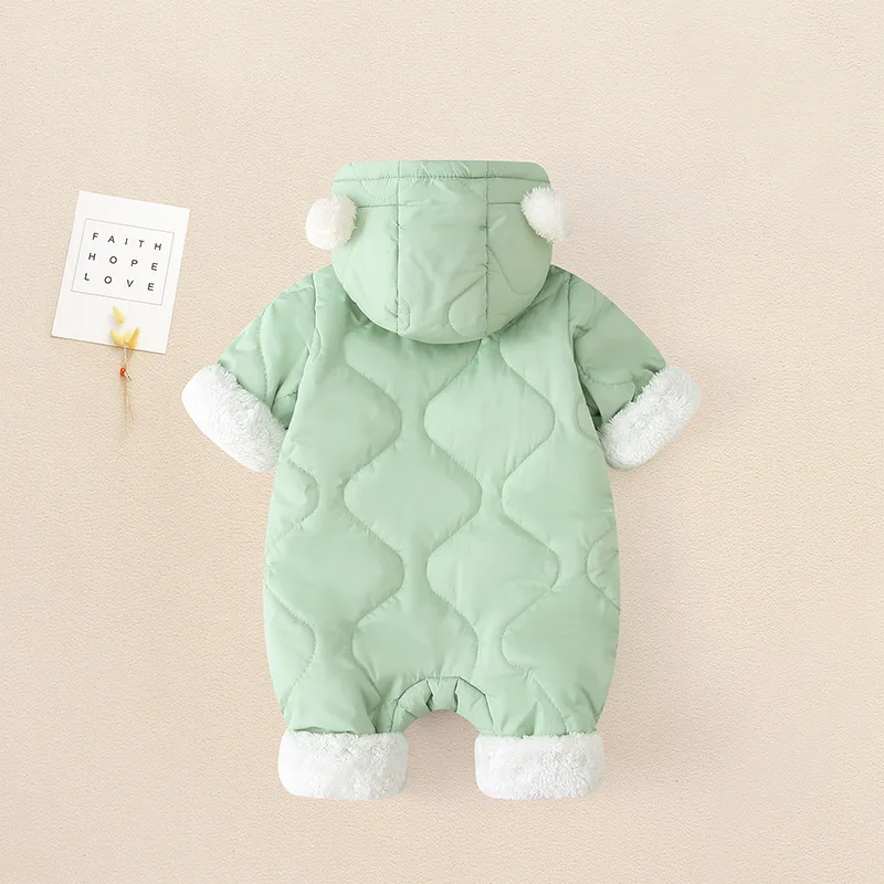 NEUE Herbst-Winter Baby-Outwear, Einteiler, Warme Kleidung für Kleinkinder, Mädchen- und Jungen-Samt-Strampler, Cartoon-Bär Baby-Jumpsuit – Detail 3