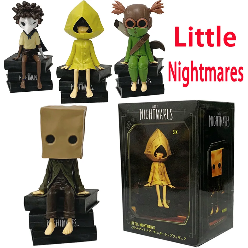 12CM Anime Gam Little Nightmares Mono Figur mit Karton-Überkopfbedeckung, Horror-Spiel Six Modell-Spielzeugpuppe, stehende Actionfigur aus PVC
