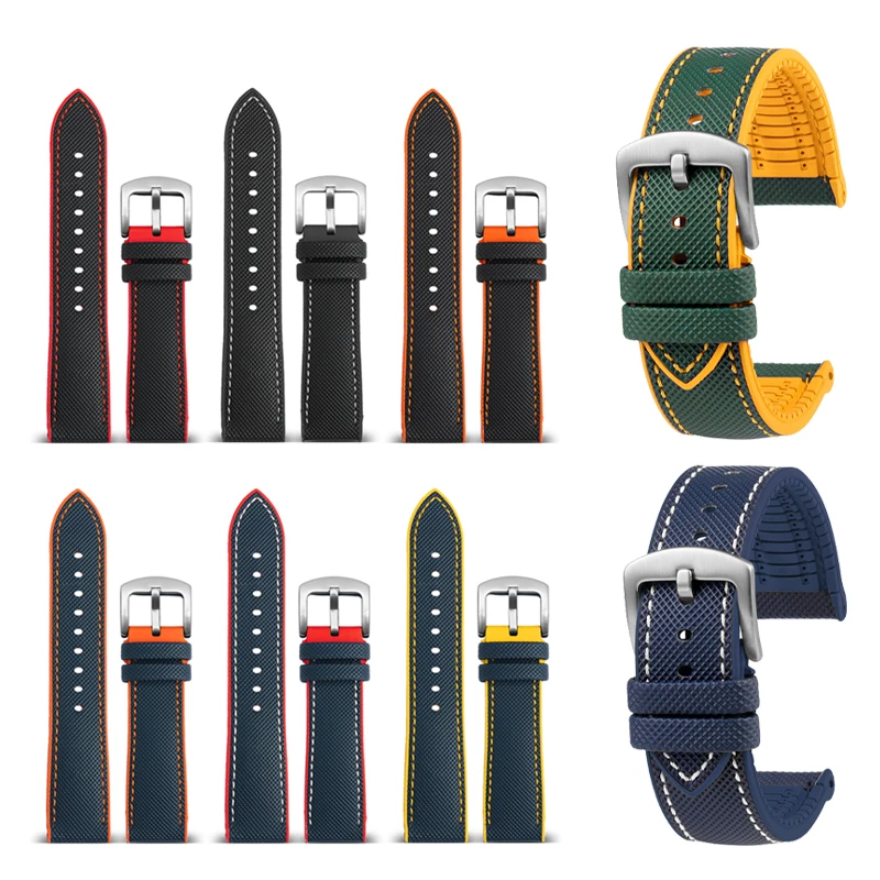 20/21/22/23/24 مللي متر تصميم جديد الهجين FKM حزام ساعة اليد للجنسين فلورو المطاط حزام الساعات FPM لينة حزام لكل ماركة ساعة مقاومة للماء #6