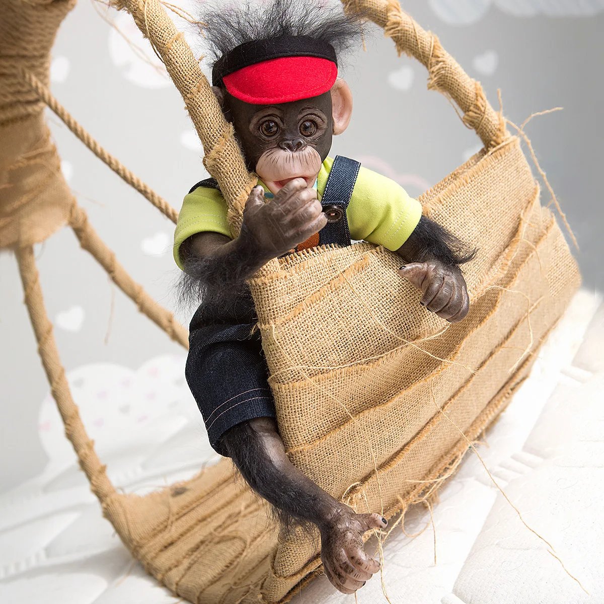 Silicone Reborn Mini Monkey Baby Twin Premie Very Soft Flexible Collecible Art Doll Hand Made Detailed Lifelike Children\'s Gifts