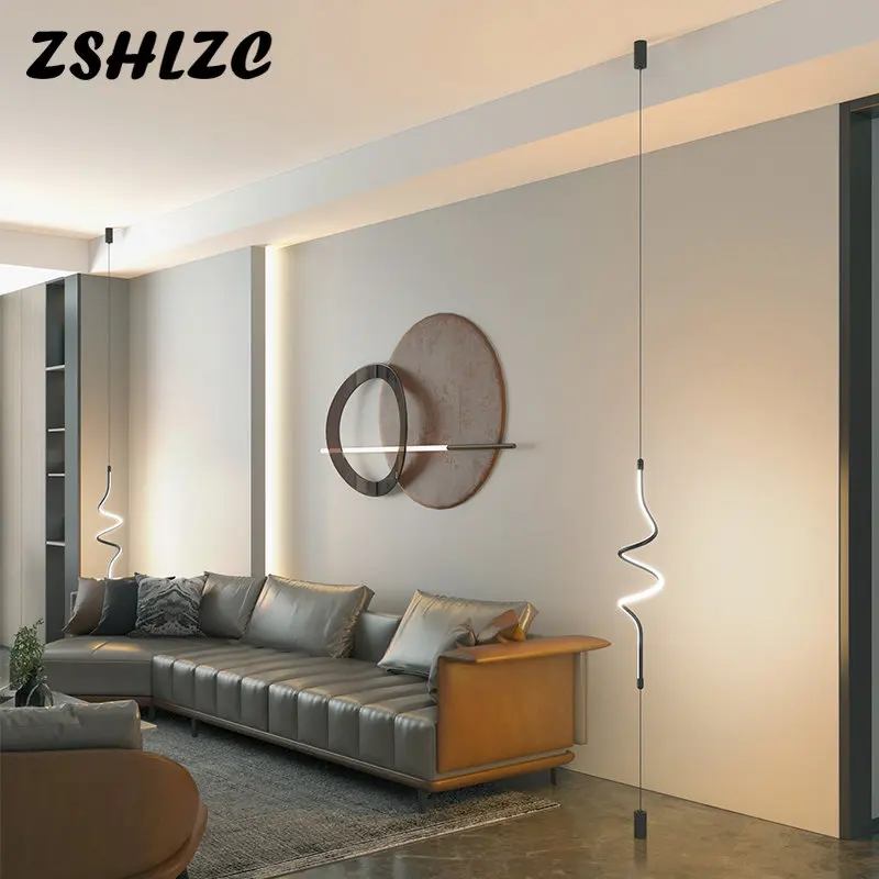 Imagem -06 - Nordic Modern Led Pendant Lamp Lustres de Cabeceira Simples para Quarto Sala de Estar Estudo Iluminação Suspensa Ac110v 80cm 120cm Preto