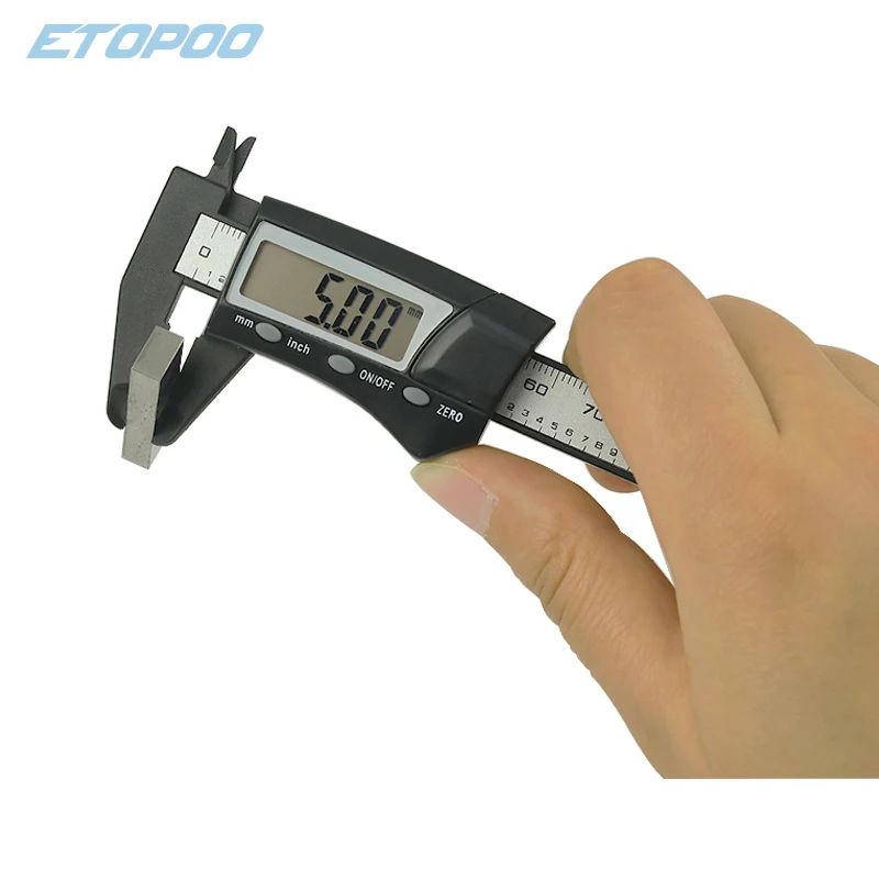 High quality Super LCD 0-70MM  Mini digital caliper pocket electronic plastic vernier caliper thickness gauge