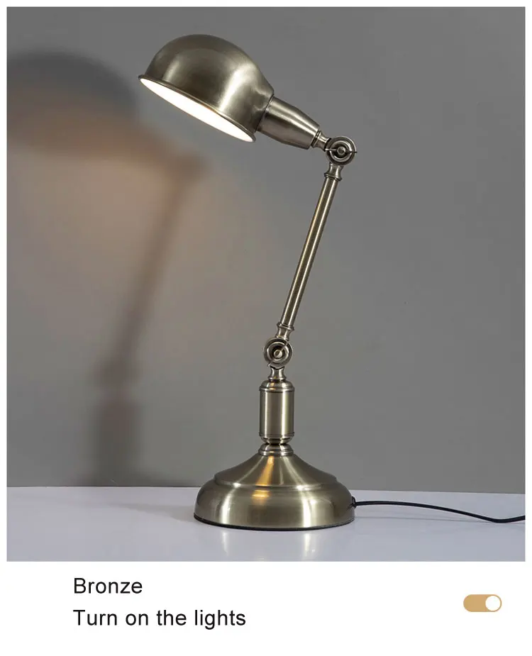 American Style Retro Light Luxury Eye Care Table Lamp Creative Learning Desk Lamp European Style Living Room Bedroom BedsideLamp
