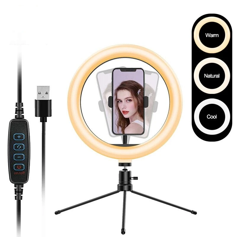 

8" LED Ring Light Kit With Desk Stand Dimmable Makeup Phone Camera Selfie fill Lighting Dia.20CM Vedio Live stream Studio Lamp