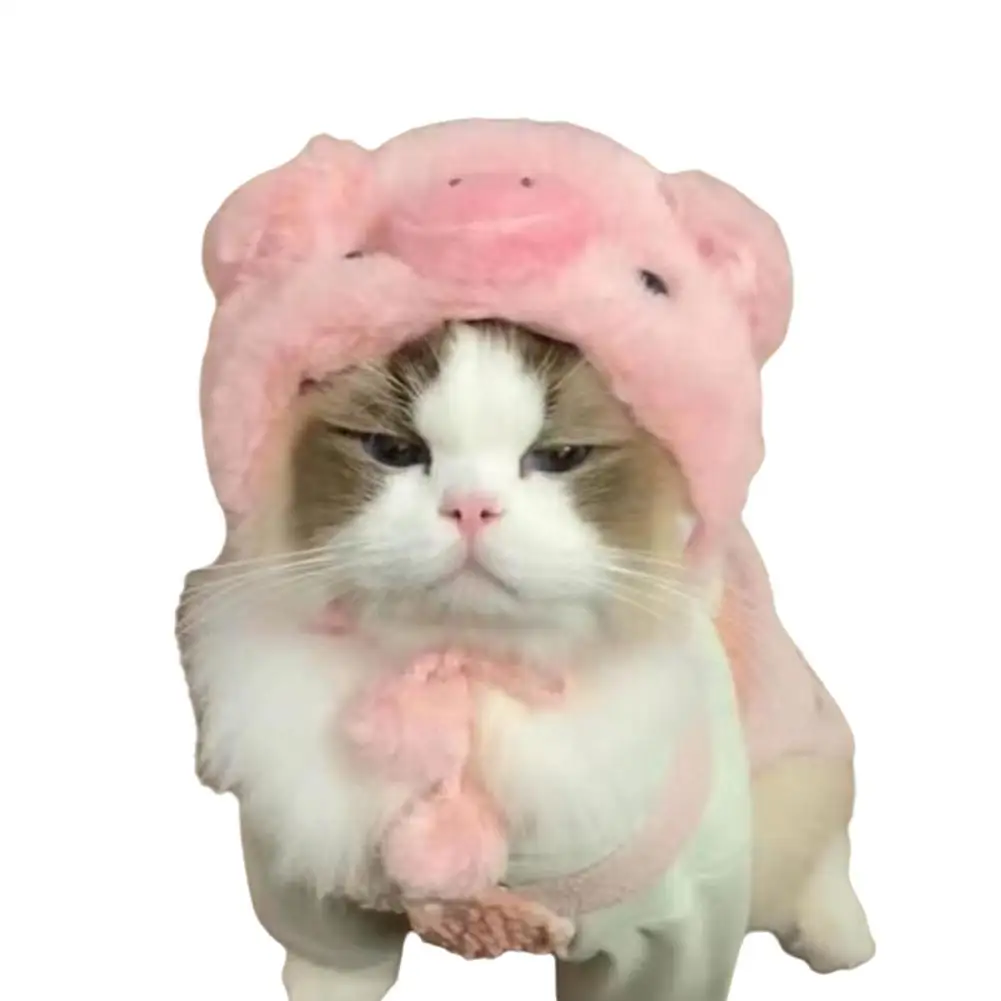 Cute Pet Headband Plush Yarn Cat Dog Cap Panda Pig Cosplay Warm Pet Costume Chick Headdress Hat Pet Supplies G7X3