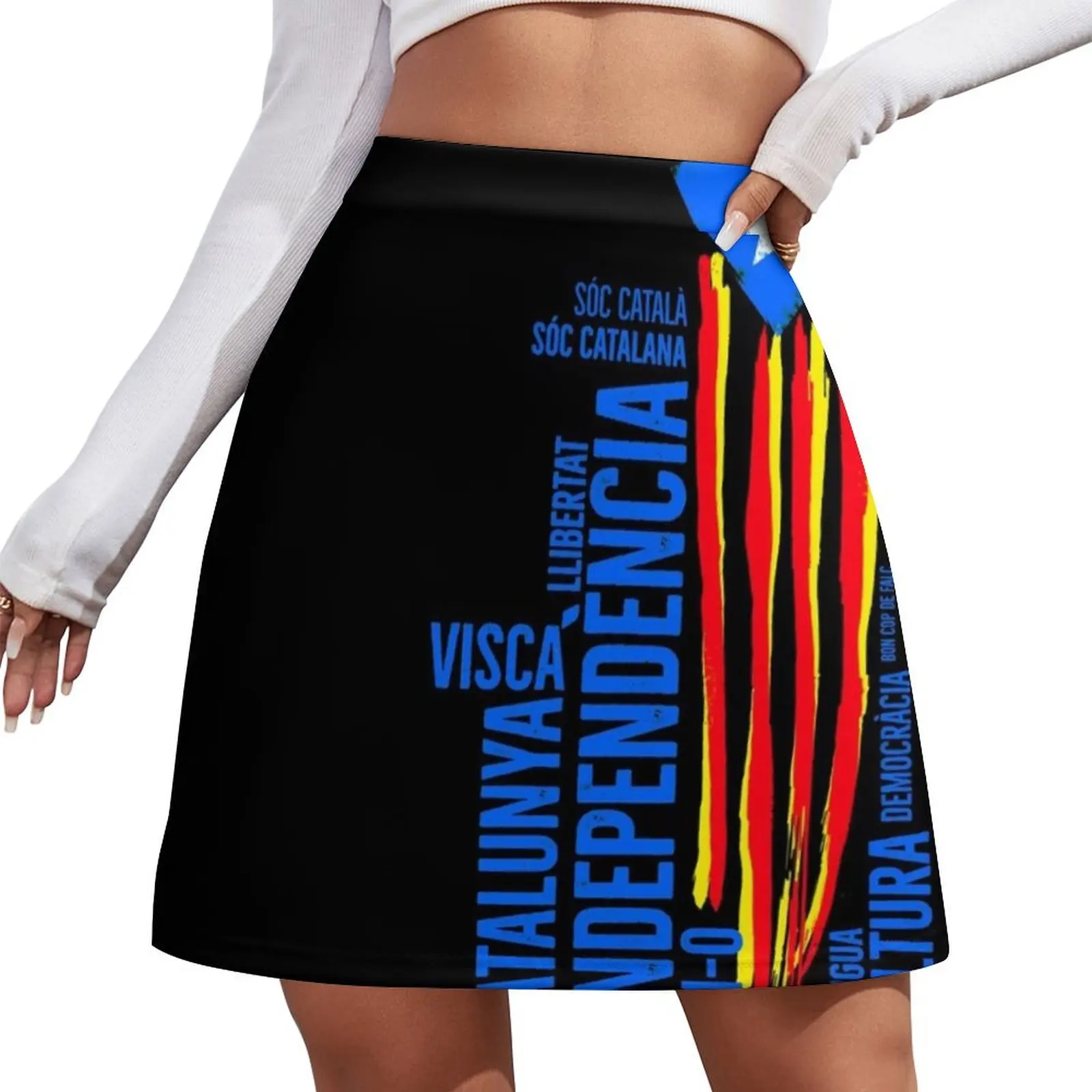 

ESTELADA GRUNGE + PARAULES - CATALUNYA Mini Skirt Women skirt Kawaii shorts