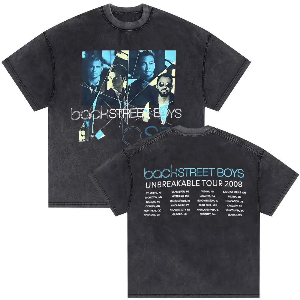 Rare Backstreet Boys Unbreakable Tour Print Tshirt Men Women Washed Vintage Casual Oversized T-shirt Boy Band Bsb Group T Shirts