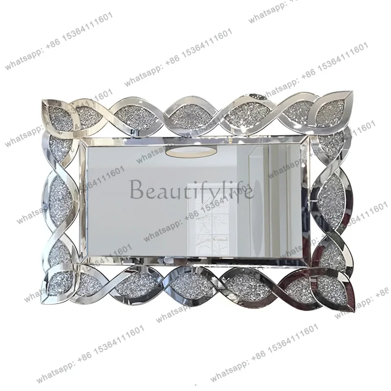 European light luxury bathroom mirror square bathroom makeup NIS wind entrance decorative mirror 2123