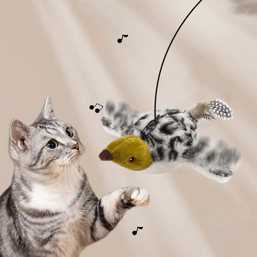Interactive Cat Toys Rechargeable Simulated Chirping Bird Cat Toy Bird Chirping Cat Toy for Indoor Cats Kitten