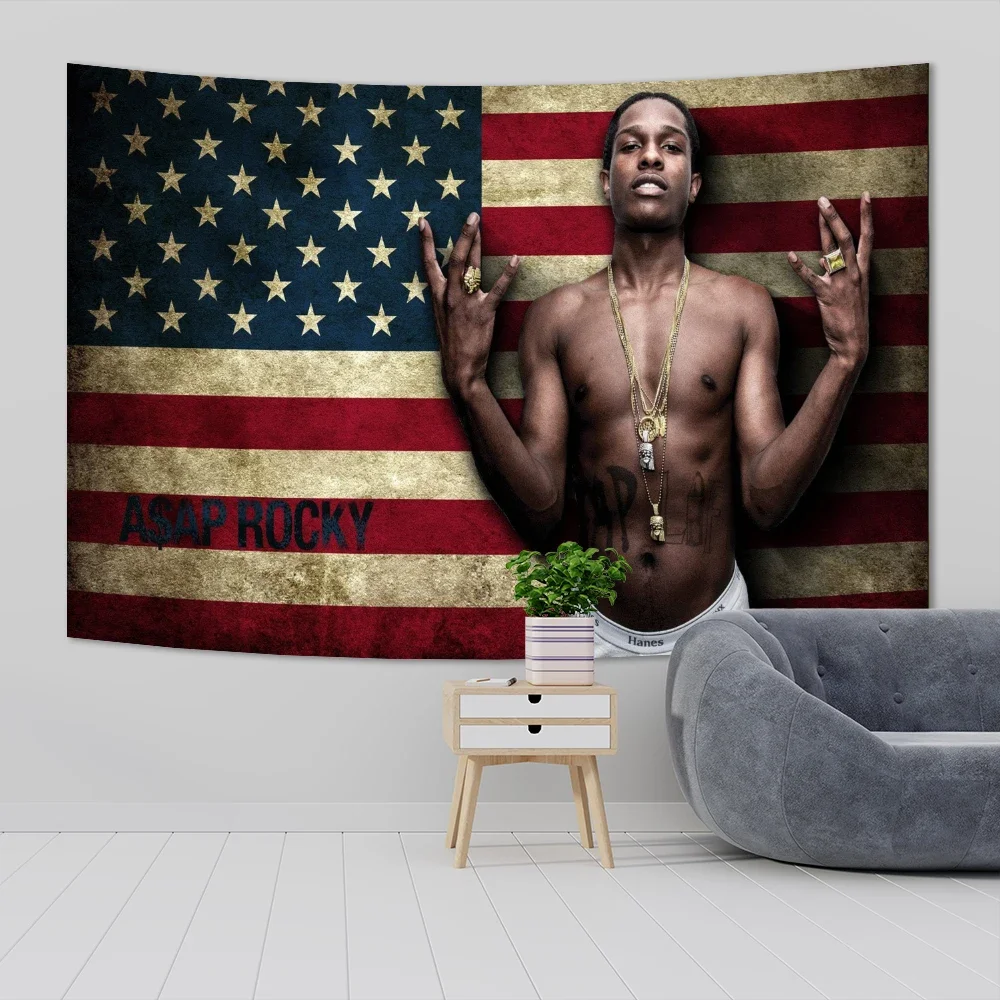 ASAP Rocky Live Love Flags Rakim Mayers Smoking Wall Hanging Ablum Posters Decor Meme Tapestry Room Decor Aesthetic Tapestries