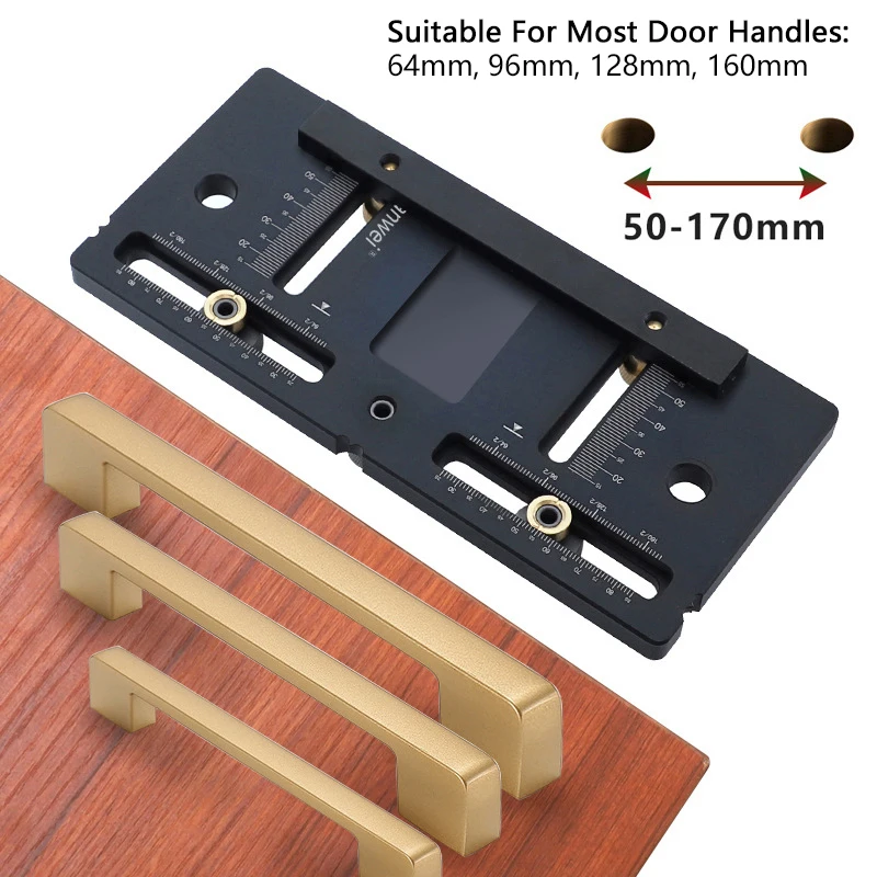 

Hole Handle Pitch Handle Punch Locator Aluminum Alloy Pocket Jig Wardrobe Door Cabinet Position Drill Guide Sleeve Woodworking