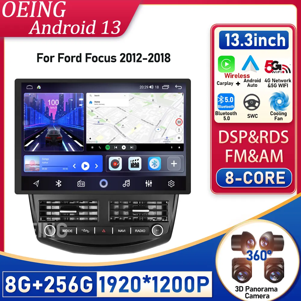 

Android For Ford Focus 2012 - 2018 GPS Car Multimedia Radio Player Wireless carplay Auto Radio Head Unit Autostereo QLED Screen