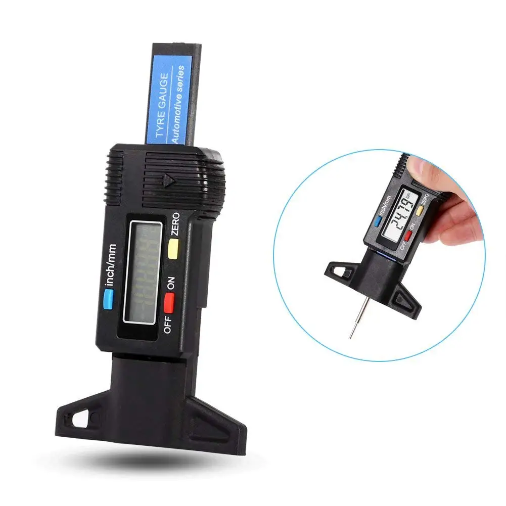 

0-1 Inch Automatic Digital Tire Snap Depth Gauge Tire Gauge Digital Thread Depth Gauge with Spring