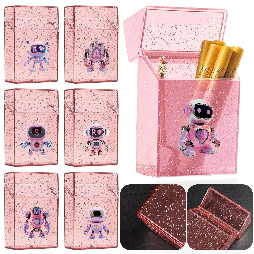 

Durable Crystal Cigarette Storage Case Portable Plastics Cigar Organizer Box Robot Initial Name 26 Letters Pattern