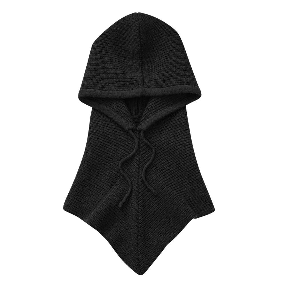 

Woolen Winter Balaclava Hat Ear Protection Warmth Element One-Piece Neck Collar Integrated Design Knitted Texture
