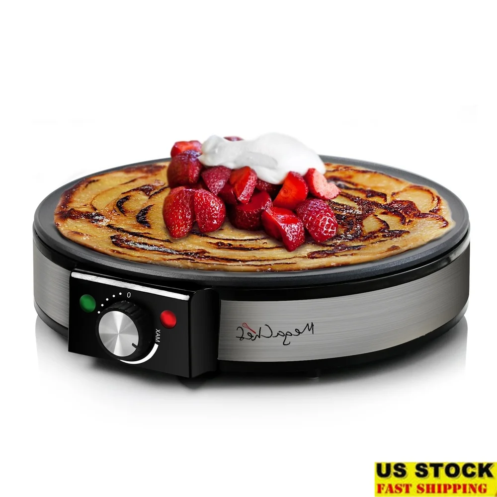 

Nonstick Crepe Pancake Maker Griddle 12 Inch Hot Plate with Batter Trowel Spatula Adjustable Temperature 1200W Kitchen Appliance
