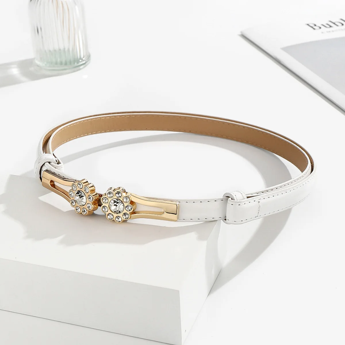 Damen-Taillengürtel, Schnalle, Blumen-Diamant, feiner Anzuggürtel, Rock, Pullover, Mantel, Taillenband, leichte Luxus-Taillenkette – Detail 12