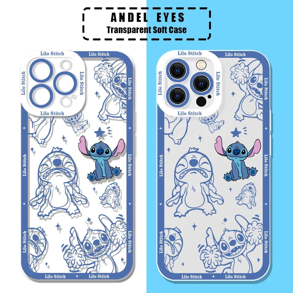 Love Couple Angel Lilo Stitch Case For Motorola MOTO G73 G72 G71 G60S G53 G52 G32 G30 G22 G9 Edge 40 Pro Plus Transparent Cover