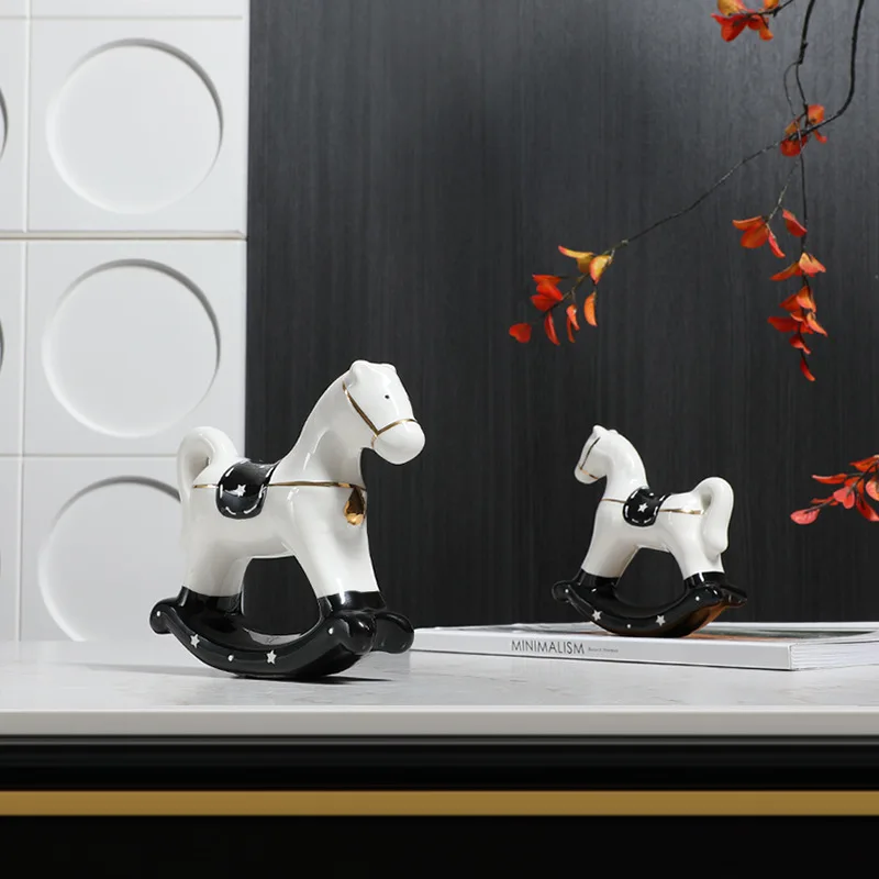 

Modern, creative pony ceramic ornaments, home living room wine cabinet soft decoration