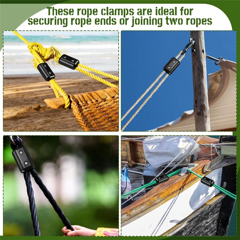 【Flash-Deal!】For 9-10Mm Nylon Or Braided Cord Compatible 4Pcs 1/2" Reusable Plastic Double Rope Clamps Cord Connector