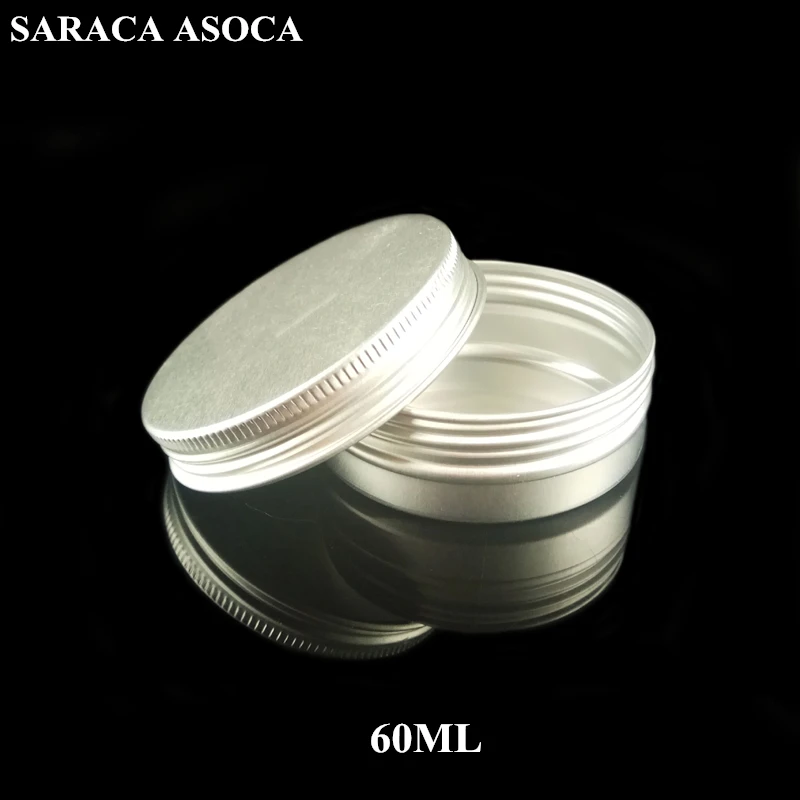 

60ml Empty Refillable Aluminum Jars 60g Silver Metal Tin Cosmetic Containers Crafts Packaging Small Aluminum Box 100pcs/lot