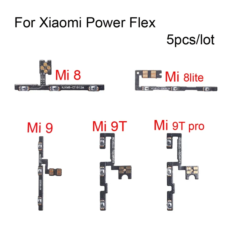 5 pcs/lot power button ket flex for Xiaomi 6 8 9 a1 a2 a3 8Lite 9T pro Pocophone F1 volume side on/off button flex replacement