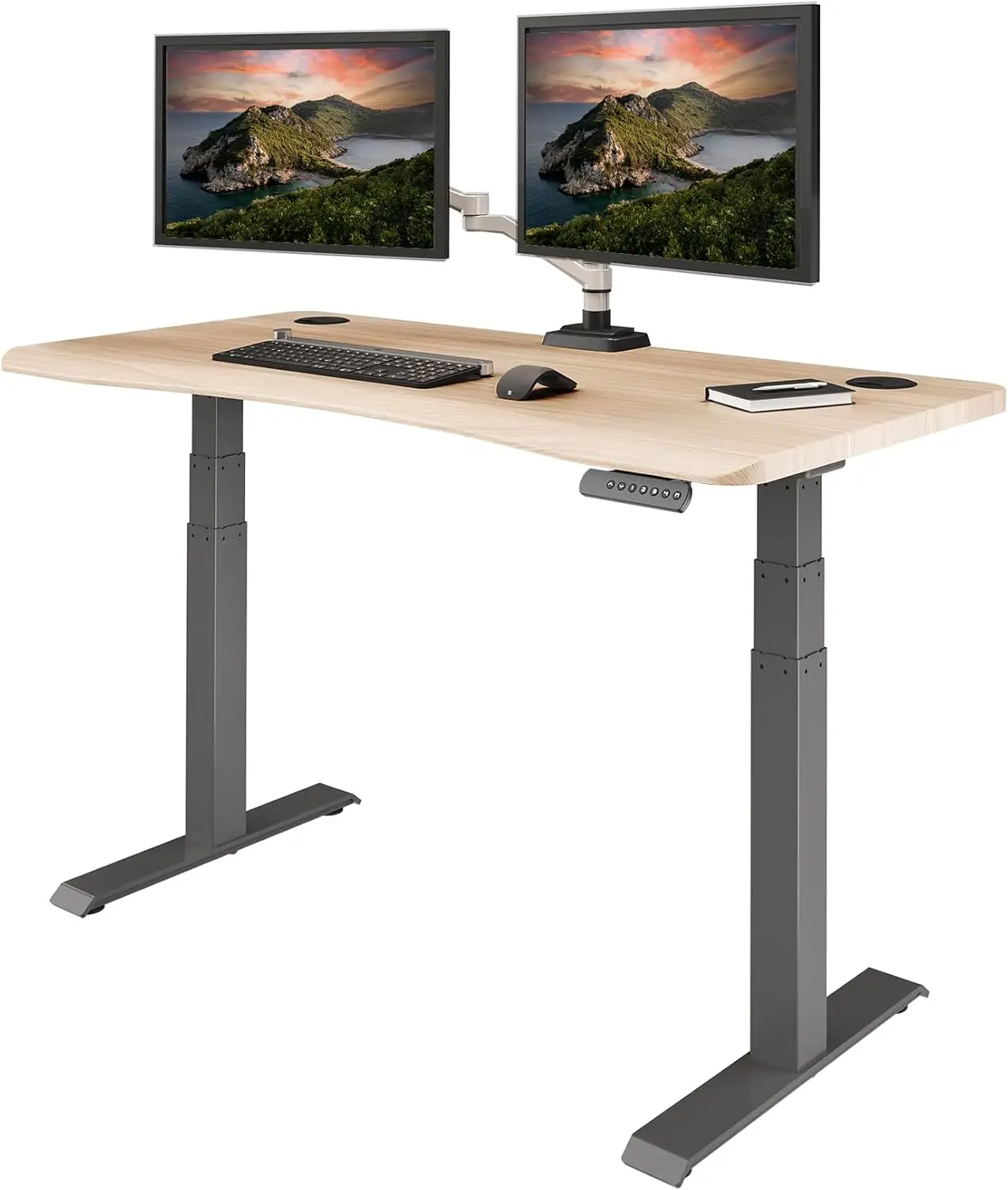 

54x26 Height Adjustable Standing Desk Curved Electric Stand Up Desk Rounded Waterfall Edge Ergonomic Computer Desks