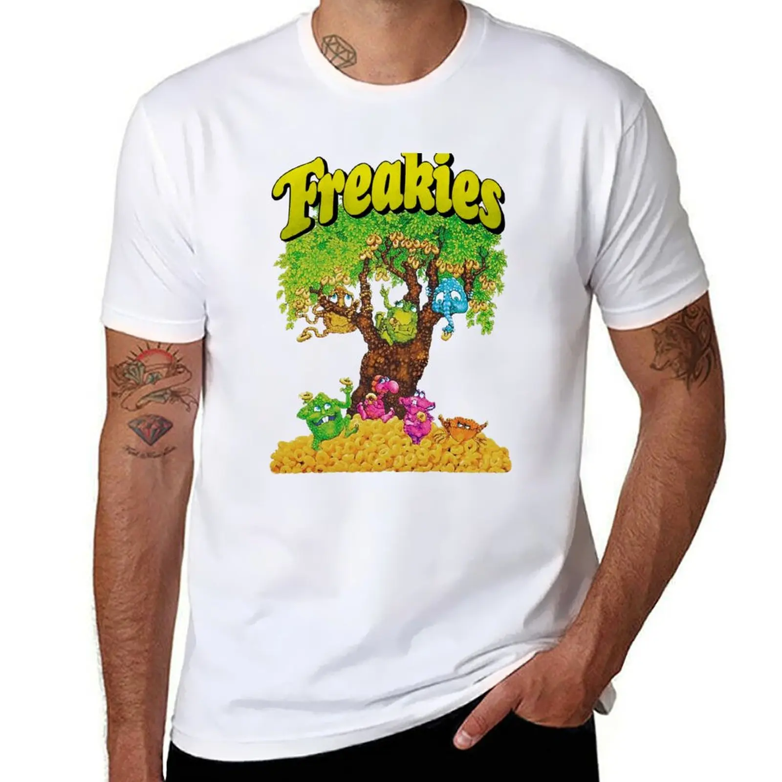 

All The Freakies Cereal Characters, Their Freakies Tree, and The Freakies Logotype T-Shirt man t shirts for men casual T-Shirt