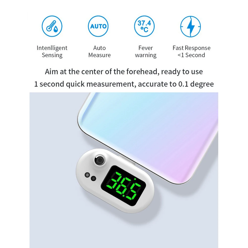 USB Smart Thermometer LED Display Mini Cell Phone Infrared Thermometer Type-C/Apple Plug Temperature Measuring Treasure