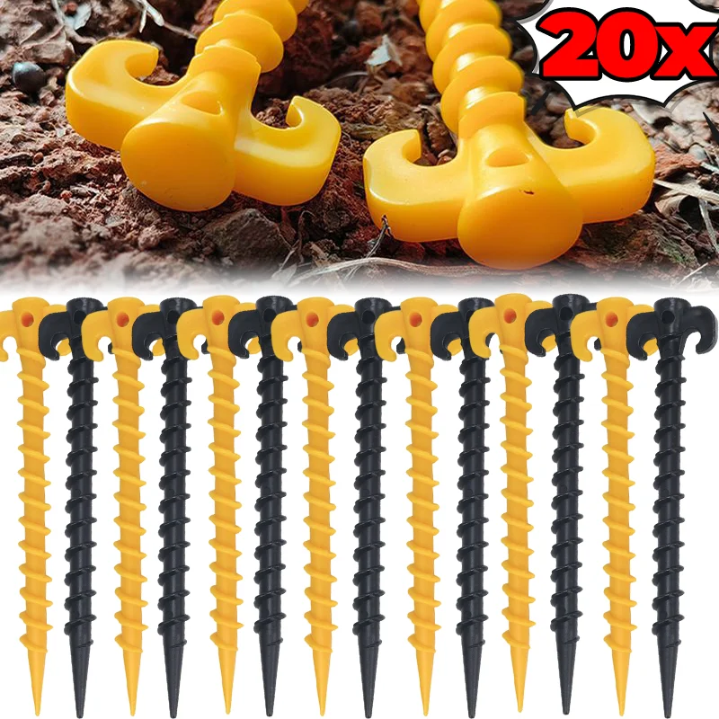 Estacas ultraligeras para tiendas de campaña, clavos de plástico de alta resistencia para tierra, para senderismo, mochilismo, playa, arena, lona, toldo, pasamanos, estacas y pines.