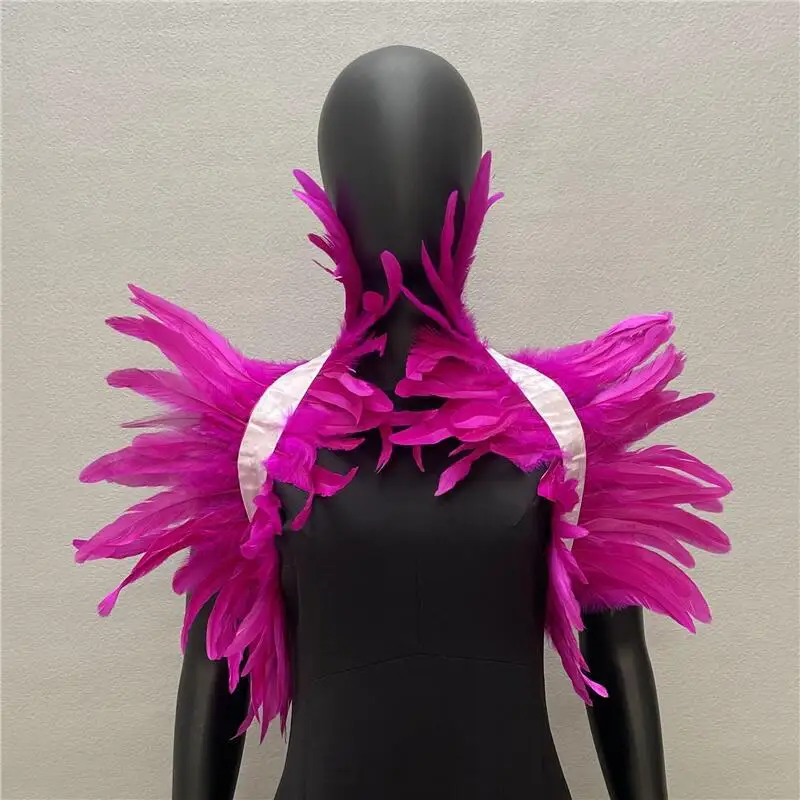Gothic Frauen Schal natürliche Feder schwarz gefälschten Kragen Schal für Männer Frauen echte Feder Schal Halloween Party Cosplay – Detail 10