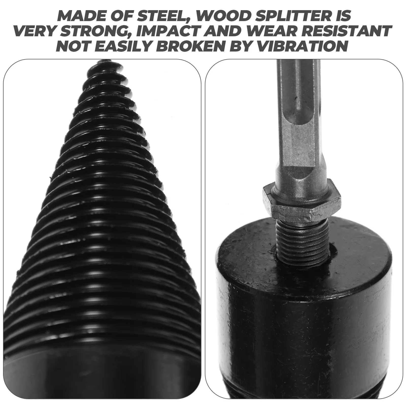 1 مجموعة مطرقة كهربائية الحطب مثقاب الخشب الخشب الفاصل المخاريط الصلب قوي تأثير مقاومة الخشب مثقاب الخشب لتقسيم سجلات #1