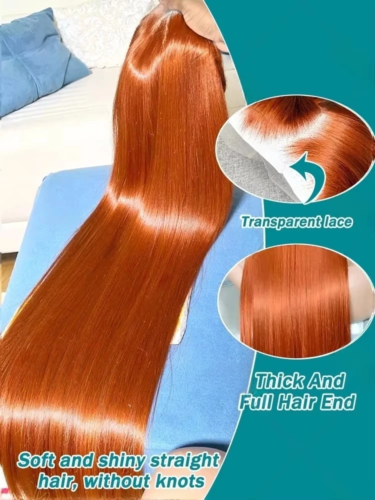 SoulGlow 30 дюймов 250% Имбирно-Оранжевый 13x6 Парики из натуральных волос на кружеве спереди Прямые человеческие волосы 13x4 Прозрачный парик на фронтальной части шнурка Парик Remy