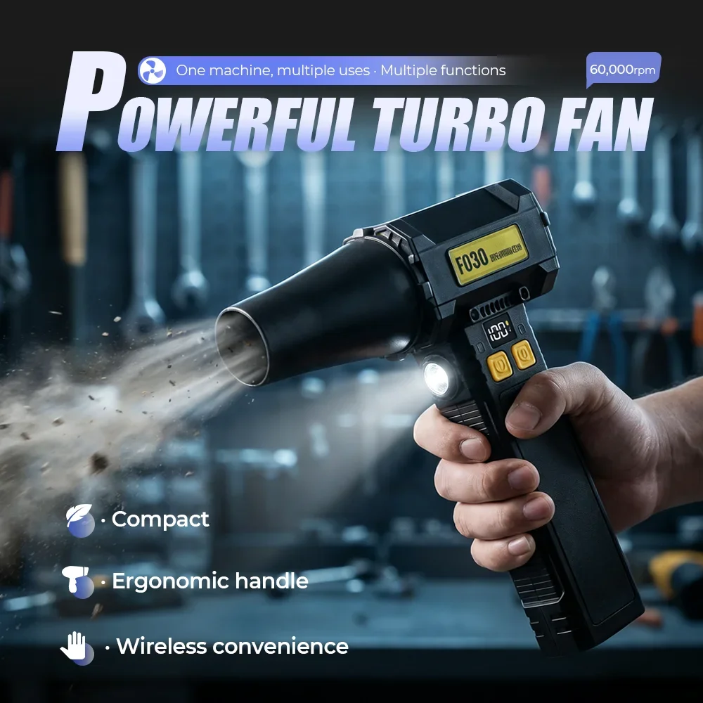 

Powerful Air Blower 130000Rpm High Power Wireless Blower Turbo Fan With Led Light Battery Display Cordless Compressed Air Duster