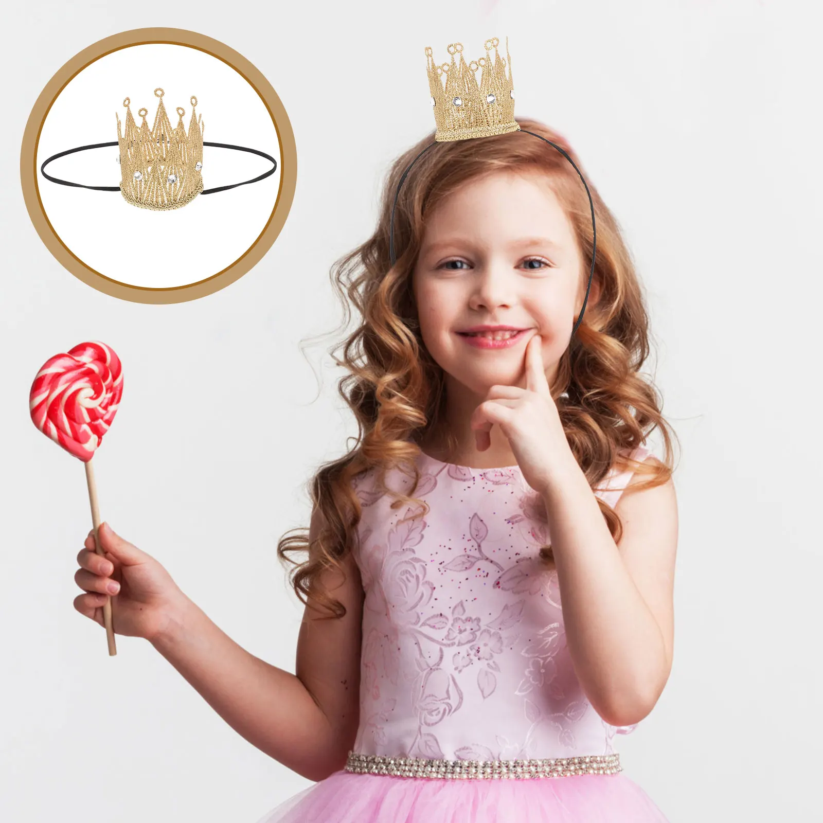 

2pcs Princess Decorative Crowns Birthday Party Crown Headdress Cosplay Costume Accessories Glitter Retro Crowns For Photography