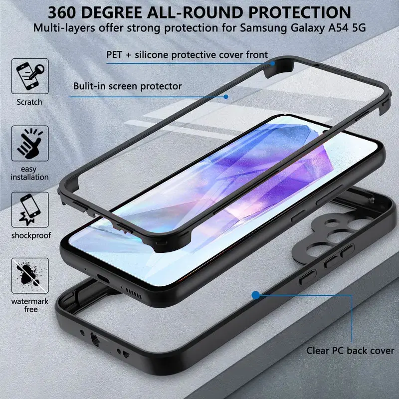 360 Full Cover Protection Case For Samsung A55 5G A35 A54 5G A24 A14 A34 A53 A13 A33 A51 A71 A22 A72 A52S Shockproof Phone Cover