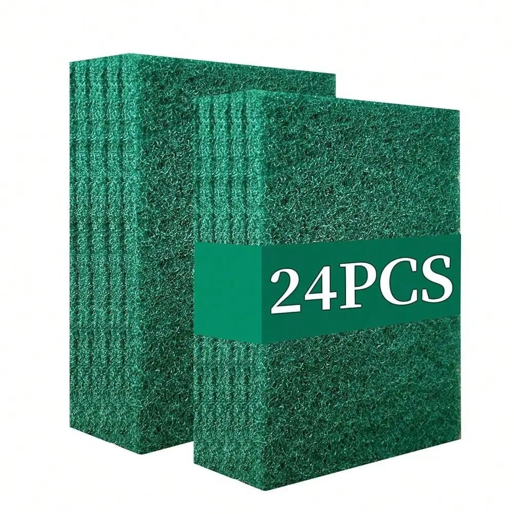 

Прочные губки-скребки для мытья посуды, не царапающие поверхности, зеленые, многоразовые, для кухни и уборки (2 шт.)