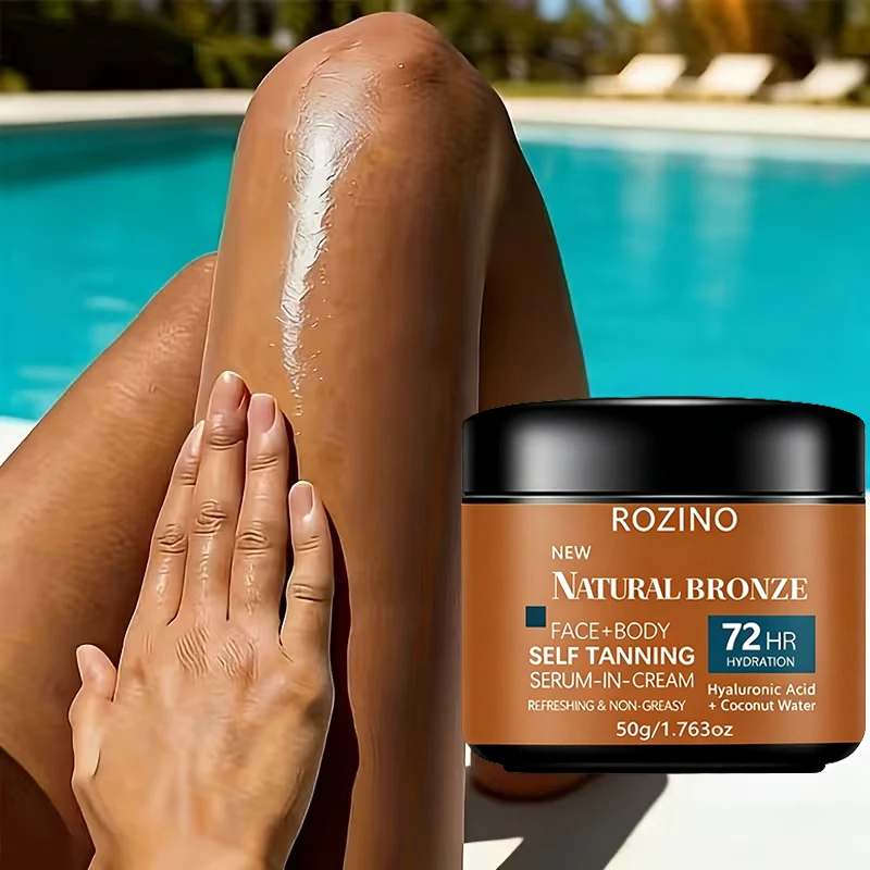 ROZINO Moisturizing Quick-Tanning Self-Tanning Lotion has a moist texture that is easy to apply, providing an even and natural finish. It can soften and protect the skin, improve dryness, and provide a harmonious and natural complexion. The usage is simple and can be done at home, it feels comfortable on the skin and is suitable for daily use.