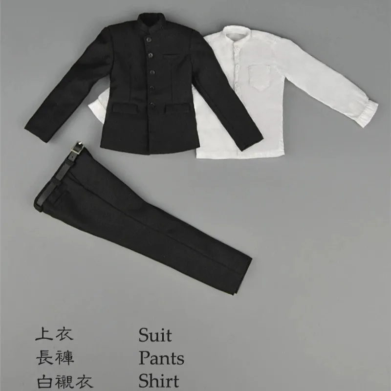 

ZY1616 1/6 Scale Soldier Black/white Chinese Tunic Suit Pants Shirt Clothes Model for 12'' Action Figures Body Decor Accessories