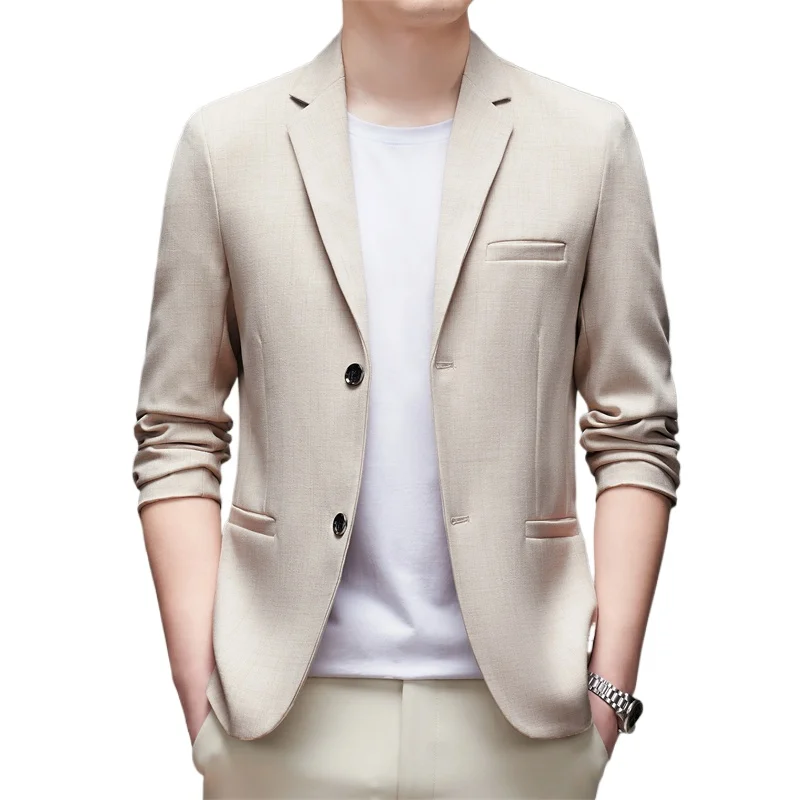 Beige Mens Suit Jacket, Single Breasted V-Leapel Slim Fit Jacket, Blue,Gray Fashion Blazers, Asian Size L-4XL, 2025 New