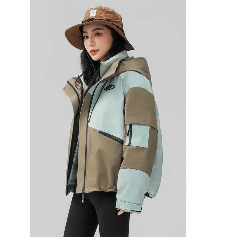 Women's Windbreaker Two-piece set Detachable Down jacket Inner lining Short style Outerwear Autumn and winter Parka Fashionable