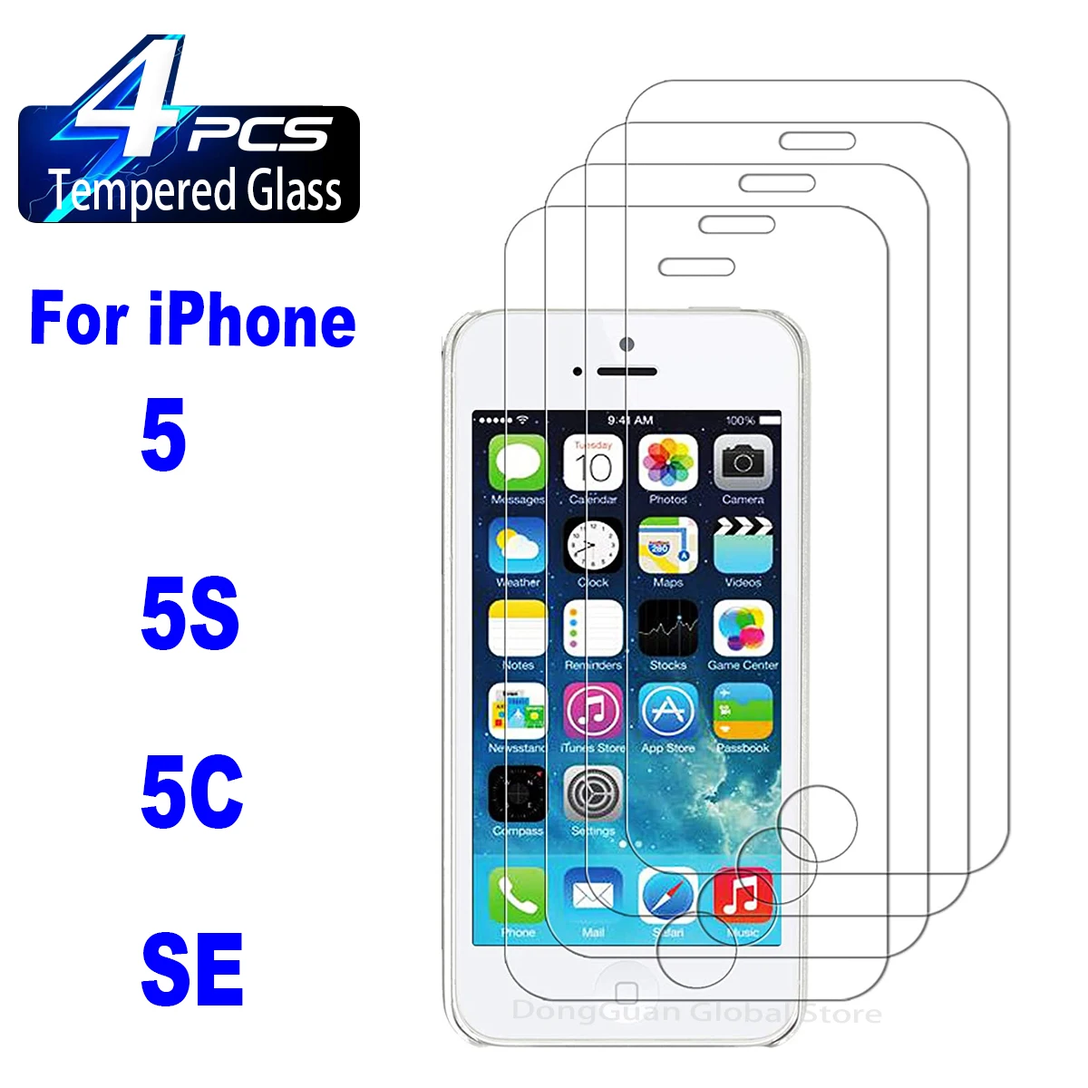 9H Tempered Glass Film For iPhone 5 5S 5C SE 2016 2/4Pcs HD Screen Protector Glass