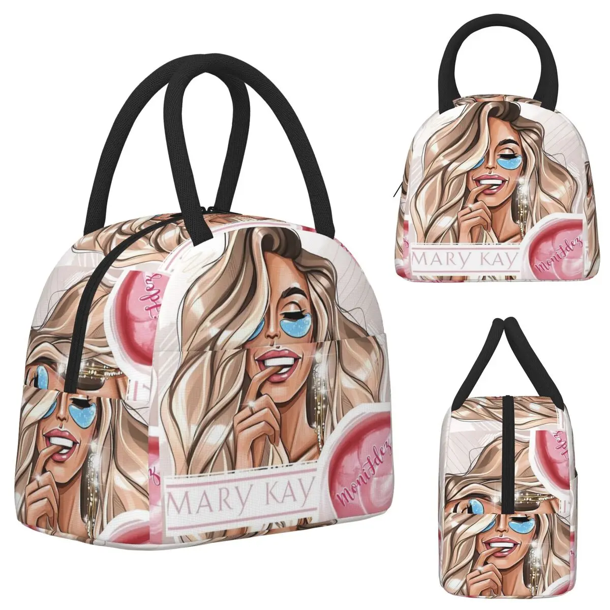 Bolsa térmica para almoço da Mary Kay Cosmetics para mulheres, caixa térmica para escritório, caixa térmica portátil para almoço
