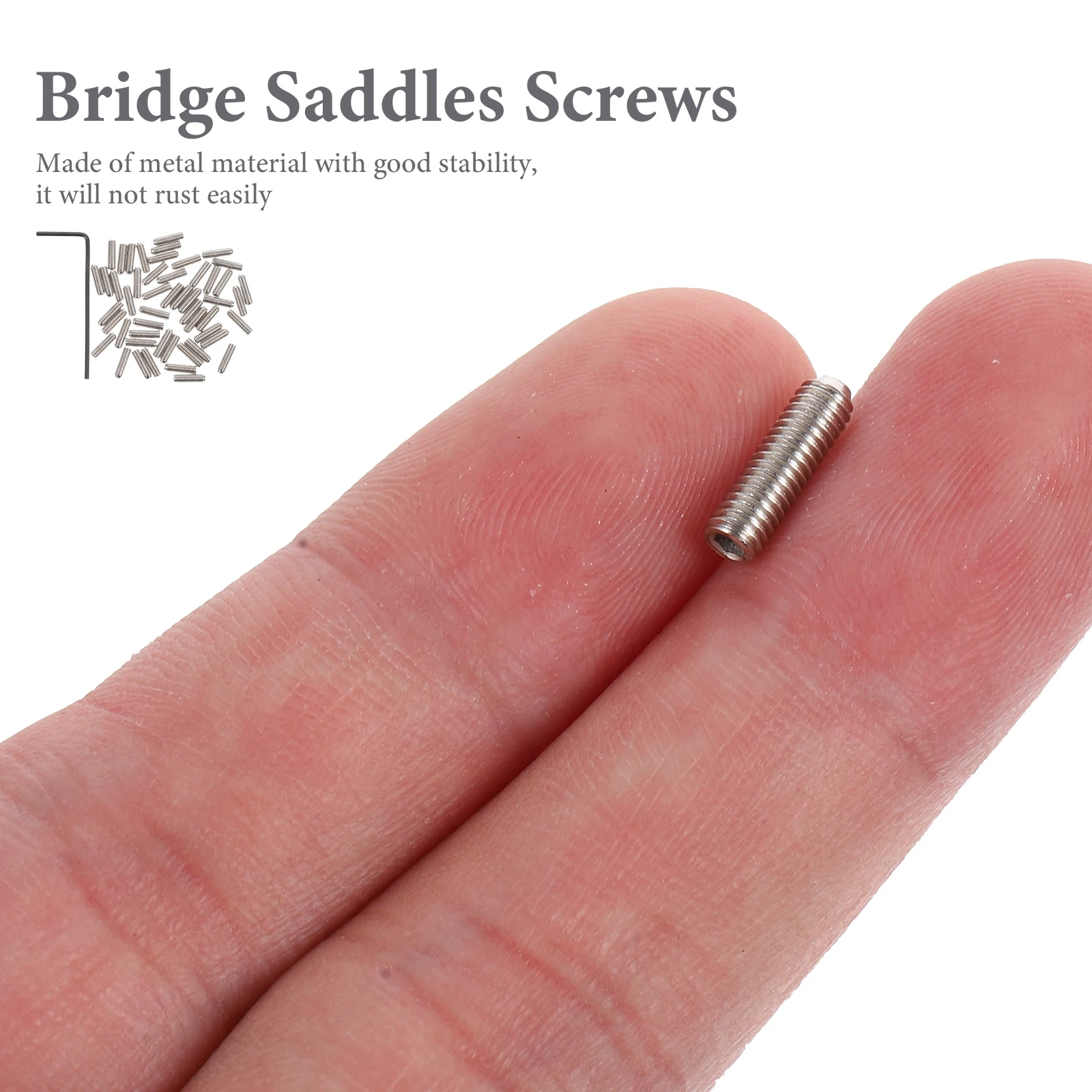 

1 set Guitar Bridge Saddles Metal Screws Height Adjustment Smooth Includes Wrench Bass Guitar Repair Accessories