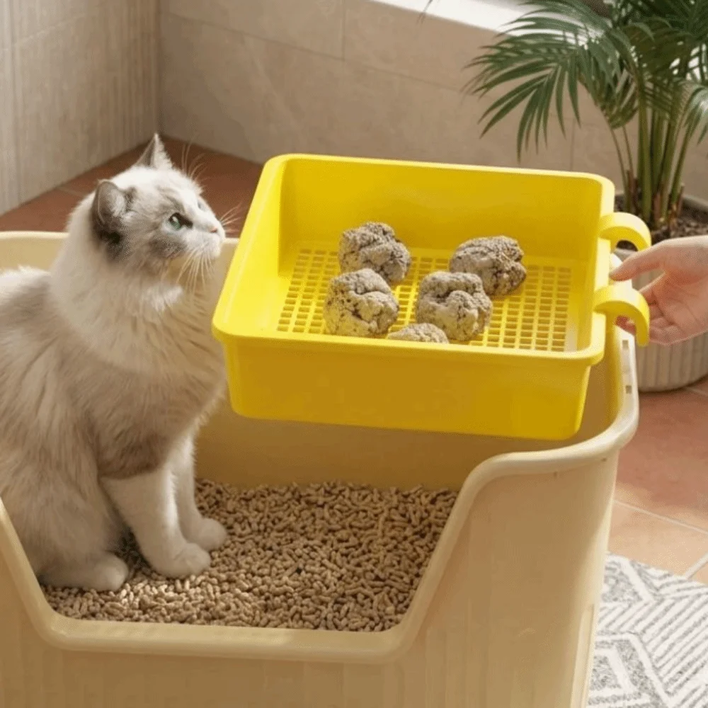 Efficient Hanging Cat Litter Sifter Fast Sifting Fine Mesh Pet Litter Filter Tray Rust-Resistant Large Capacity