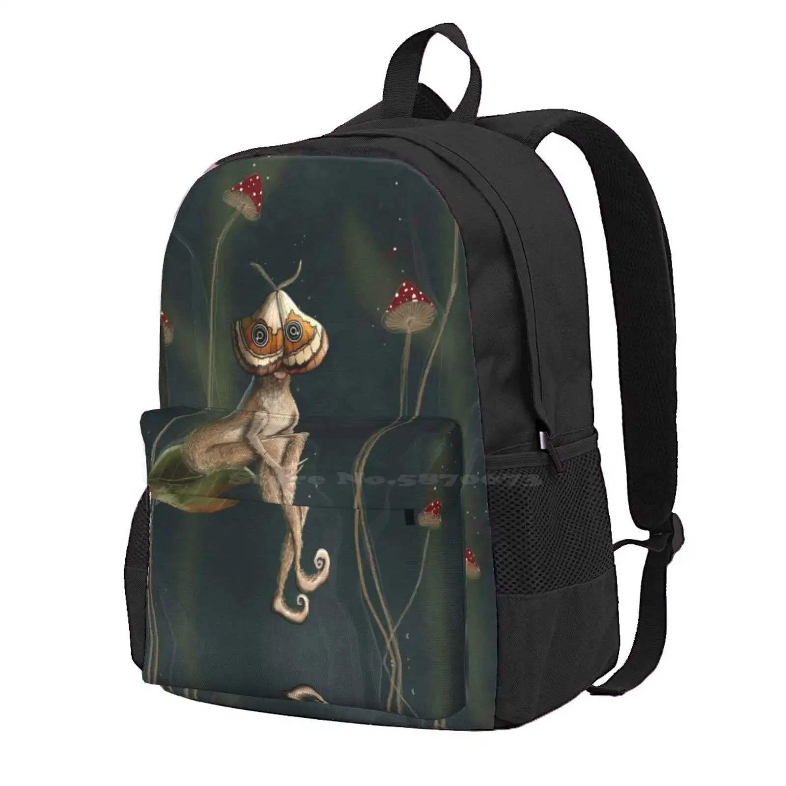 Moonlap Hot Sale Schoolbag Backpack Fashion Bags Whimsical Fantasy Mushrooms Forest Moth