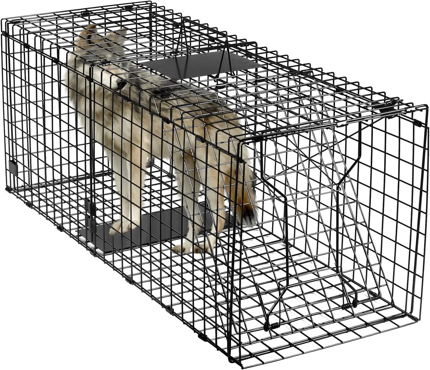 

Large Live Catch Animal Traps Black Easy to Set and Release Live Animal Trap Collapsible Large Animal Catcher Cage